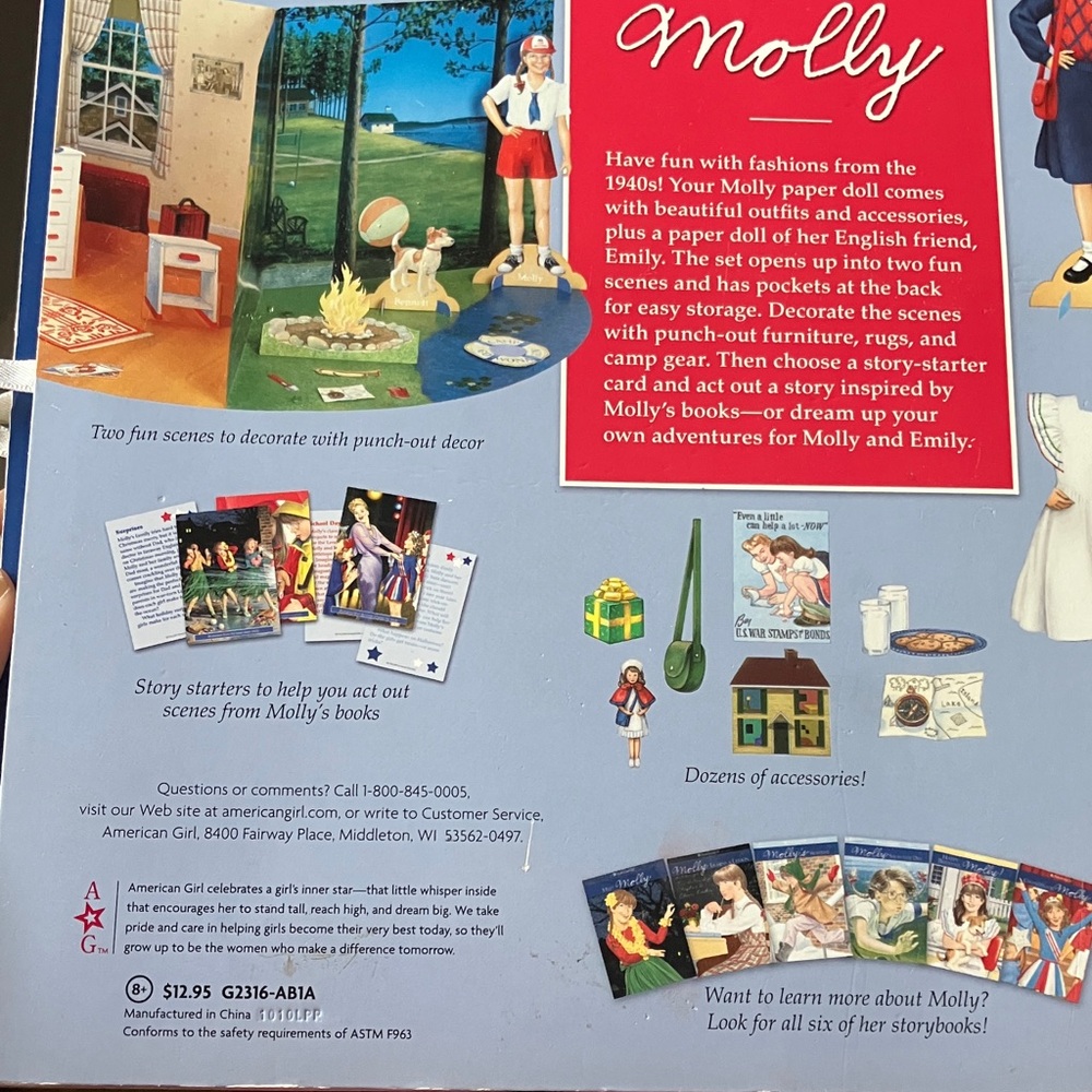 American Girl Doll Molly & Emily Play Scenes & Paper Dolls GUC - Picture 12 of 13